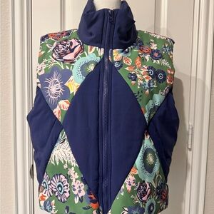 Daily Practice by Anthropologie. Floral Women's Vest with Navy and Green Accents